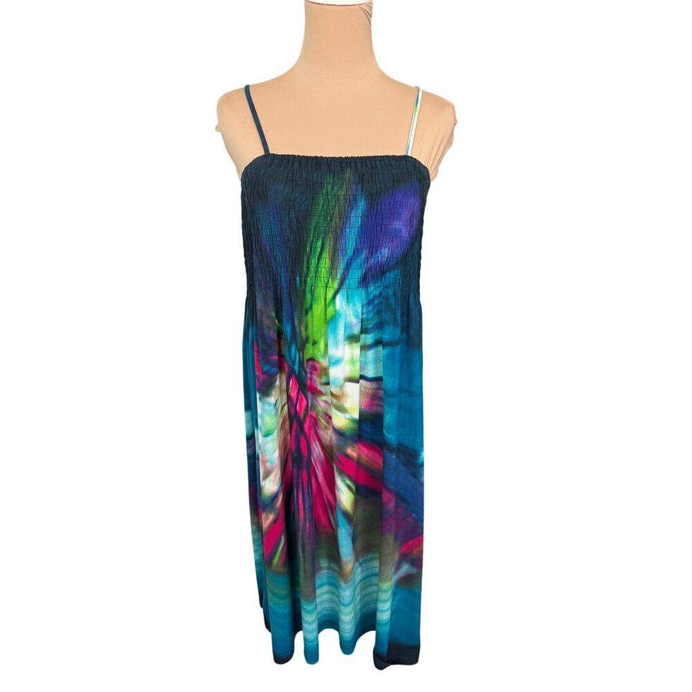 India Boutique Tie Dye Dress Boho Festival hippie Beachwear.